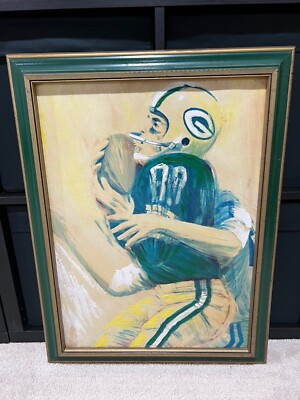 1960's Vintage Dave Boss David NFL Green Bay Packers Oil Painting