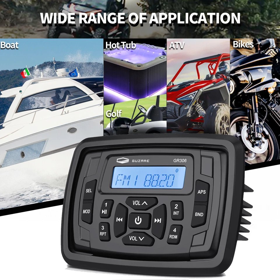 Marine Radio Bluetooth AM FM Waterproof Boat Stereo System Head Unit ATV UTV Car - Image 3 of 4