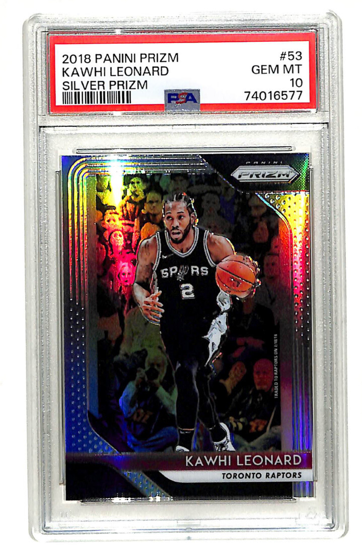 2018-19 Panini Prizm #53 Kawhi Leonard Silver Prizm Card PSA 10 Spurs