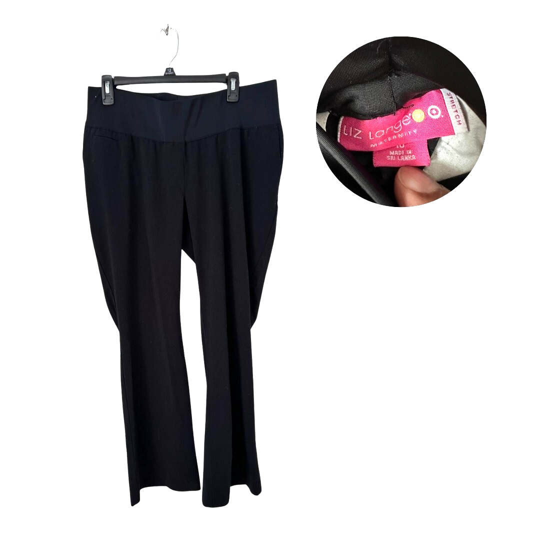 Liz Lange Maternity Black Stretch Straight Leg Pants Size 10 Work Comfort Fit