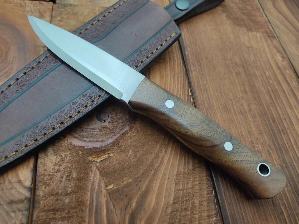 Cuchillo de caza de supervivencia de camping Bushcraft Scandi Grind de acero 1095 hecho a mano personalizado Foto 2 de 4