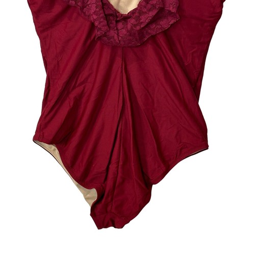 Chelsea28 Capri Ruffle Lace One-Piece Swimsuit Red Rumba Women's XL NWOT - Picture 8 of 12