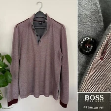 Hugo Boss Sweater Mens L Lightweight Piceno 29 Knit Long Sleeve Sweatshirt Red