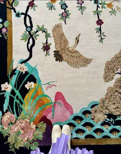Hand made Anthropologie viscos rug for living room rug office decor garden - Picture 2 of 5