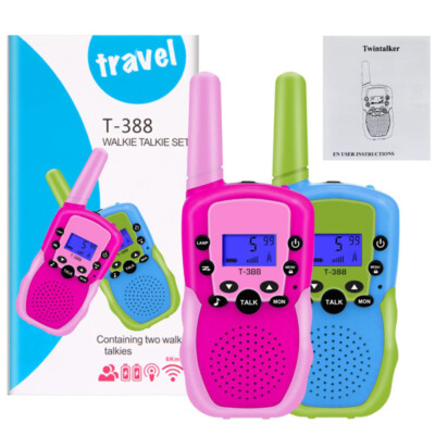 2x Walkie für Kinder Wiederaufladbar Talkies Draußen 3 km Reichweite Talkie DE~