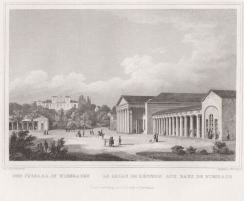 Wiesbaden Kurhaus original grabado en acero Poppel 1840 - Imagen 1 de 1