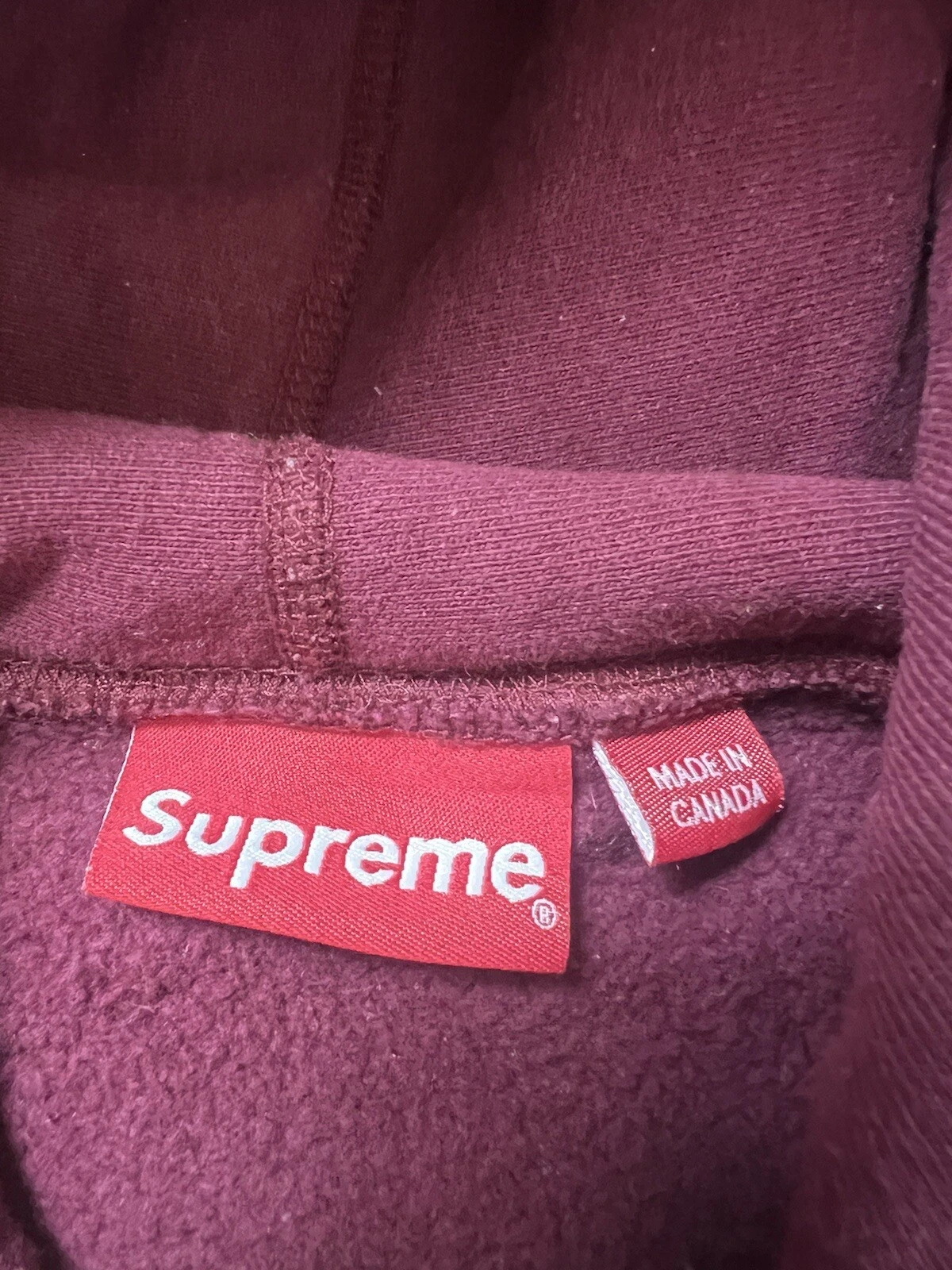 Supreme Felpa con Cappuccio Spazzola Logo FW 2017 UK Taglia Media M Borgogna Viola Rosso