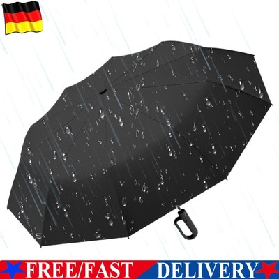 Fully Automatic Reverse Folding Umbrella Windproof for Sun/Rain Days (Black)