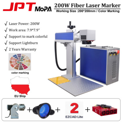 200W 200*200 JPT M7 Mopa Fiber Laser Color Marking Machine Quartz Len Lightburn 