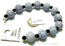 Ceramic Round Beads with Spacers  LILAC Strand of 19  China  M1196