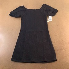 Speechless Juniors Size Large Black Smocked Short Sleeve  A Line Mini Dress NWT