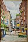 ITALIAN STREET SCENE, Post War, Original Oil / Canvas, Vintage, 24" x 36" — photo 2