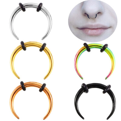 1pc 20G Surgical Steel Horn Nose Rings Stud Pincher Taper