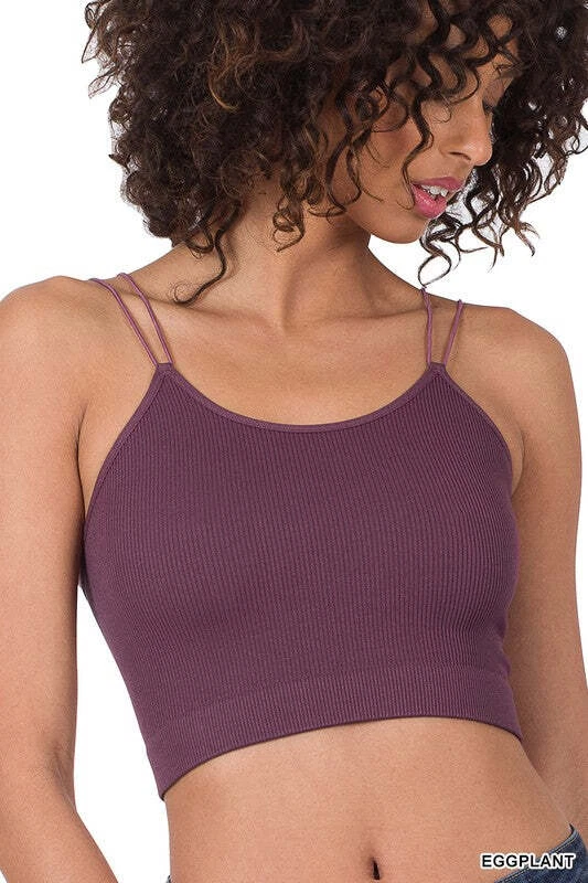 NWT zenana boutique women Ribbed seamless double strap cami brami tank top  S-XL