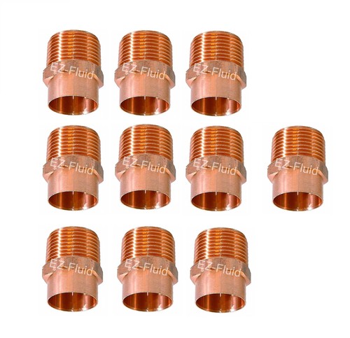 10pcs Plumbing 3/4" C X Mip Lf Copper Male Npt Adapter Pressure Copper Fitting