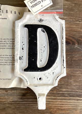 POTTERY BARN New Distressed Cast Iron Alphabet Letter D Wall Hook Discontinued