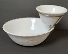 Vintage INDIANA Milk Glass Basket Weave 3 Pc. Chip-N-Dip Bowl Set Made in USA!