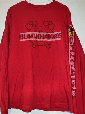 Reebok NHL Chicago Blackhawks MED Long Sleeve Red Shirt