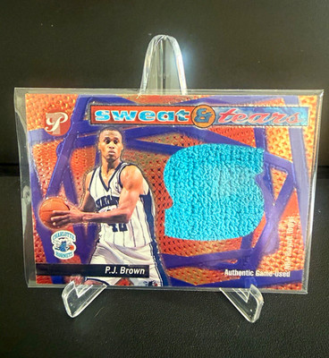 Topps 2001-02 Pristine P.J. Brown Sweat & Tears CH-PB Charlotte Hornets