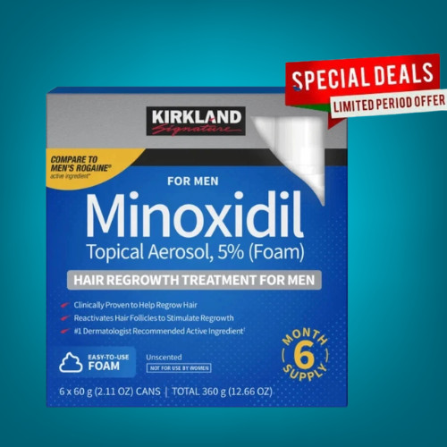 Kirkland 5% Minoxidil Foam for Hair Regrowth –6 Months Supply, Sealed (Exp 04/27