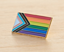 NEW Progress Pride Rainbow Flag 1" Lapel Pin LGBTQ Gay Lesbian Bi Equality Trans