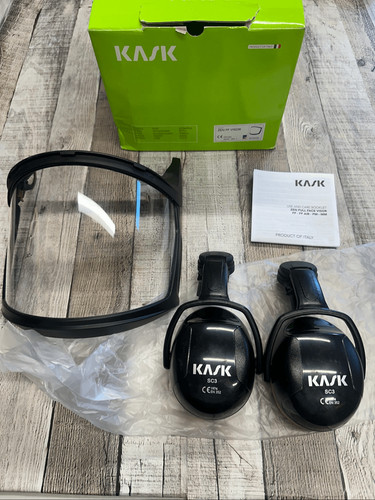 Kask Zen FF Clear Visor w/ Mesh Visor Carrier & SC3 Orange Ear Muffs NO ADAPTERS