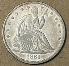 1861 Seated Liberty Half Dollar 50c Looks Almost Uncirculated (AU) Uncertified