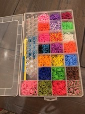 Rainbow Loom Rubber Band Bracelet Making Kit w/ Loom, Hook, Assorted Bands Case