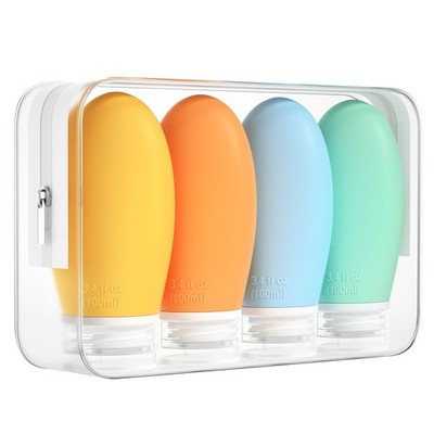 Morfone 100ml Silikon Reiseflasche für Toilettenartikel, 4er Pack Leck Mehrfarbig 