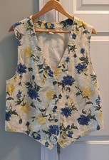 Vintage Denim M Jean Vest Floral Y2K Relaxed Western Granny Core Granny Core