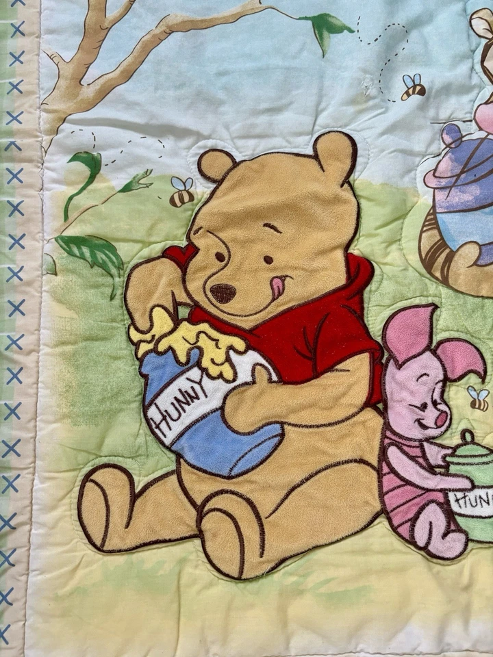 Edredón de cuna vintage Winnie the Pooh manta bebé lechón tigre gamuza Foto 2 de 4