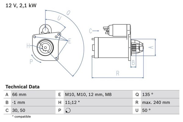 Starter Bosch 0 986 020 131 FÜR Mitsubishi FÜR Nissan Opel Renault Startmotor-image