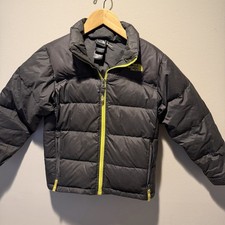 The North Face Unisex youth Gray/Yellow Full Zip Down Puffer Jacket Size S