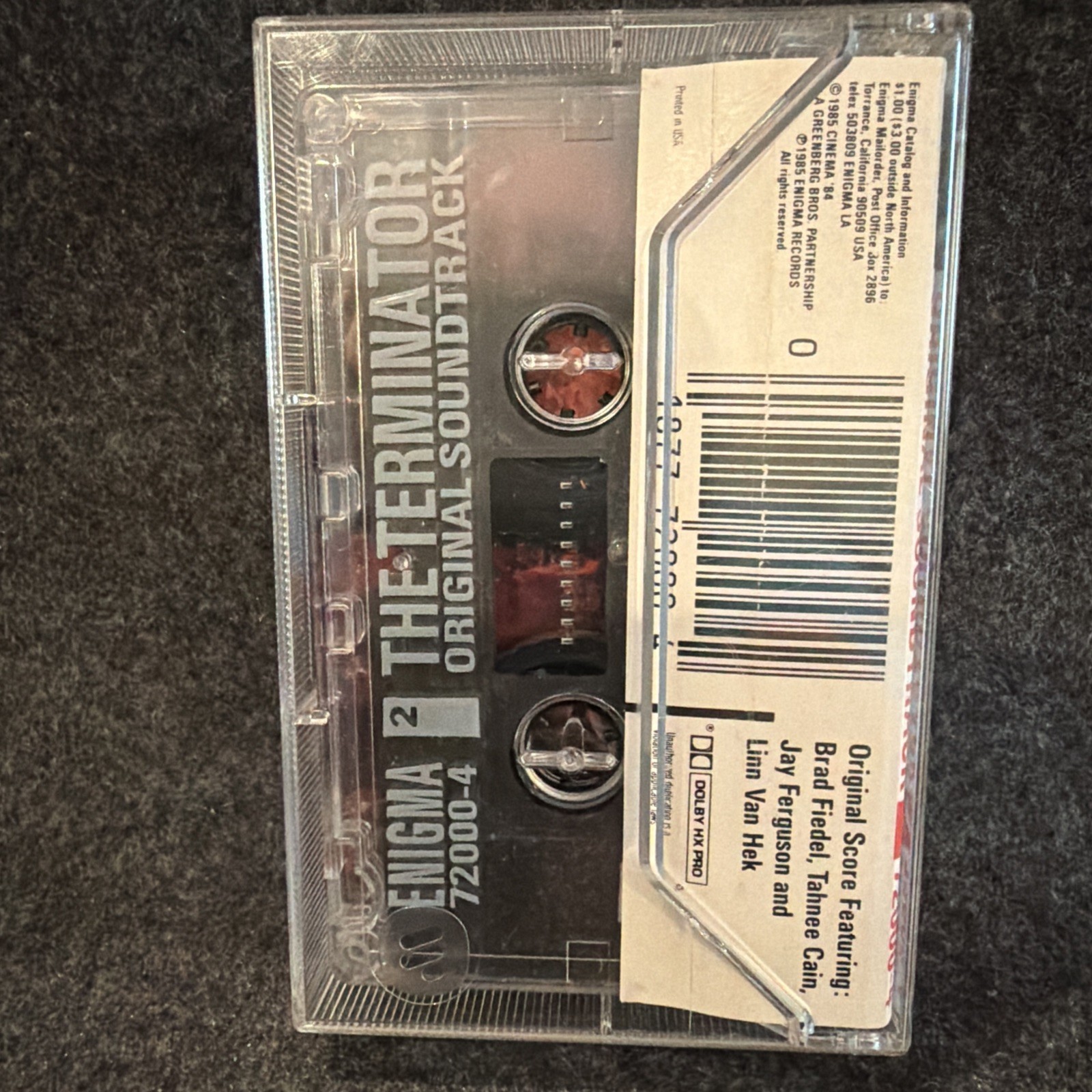 the terminator Original Soundtrack Cassette Tape Enigma 72000-4 Used