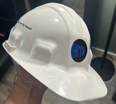 Vintage 1997 MTA New York City Transit Hard Hat Used White Minor Flaws