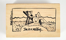 American Art Stamp I'm in a meeting...Emerson Quillen Wood Mounted Rubber Stamp