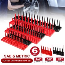 6pcs Socket Organizer Tray Set Hold 90 Metric76 Sae Socket 14 38 12 Drive