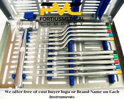 Sinus Lift Osteotomes Kit Straight Off Set Mead Mallet Cassette Dental Implants