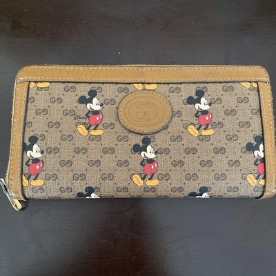 Gucci Disney Collaboration Bifold Wallet Mickey Mouse Leather GG