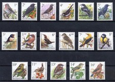 Belgium 1432-1447 (inc. 46A) MNH, Birds Definitive Set from 1992-96.