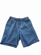 Cat  Jack Boys Medium 8 Blue Knit Sweat Shorts Raw Hem Drawstring Fleece