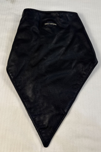 VINTAGE 90s HARLEY DAVIDSON VINTAGE LEATHER FACE MASK BANDANA WITH SIZE SNAPS