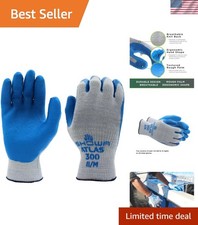Atlas 300 1994 Crinkle Grip Work Gloves, Natural Latex Palm, Heavy Duty 10-G...