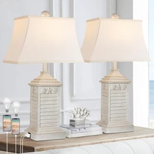 Hamucd Coastal Table Lamps Set of 2, Beach Living for Washed white 