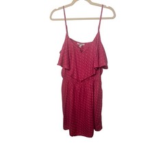 American Eagle Pink Ditsy Floral Ruffle Cutout Back Mini Dress Womens L Vacation