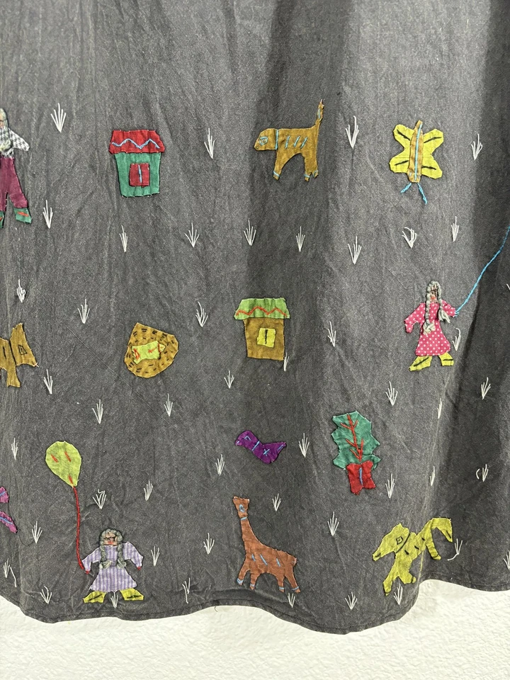 Sacred Threads 裙子 尺寸 中号 灰色 Maxi 弹性腰波西米亚拼布 公仔 — 第 4/4 张图片