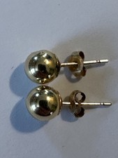 14 Karat Yellow Gold Polish Finished 6mm Ball Stud Earrings With Friction Backs