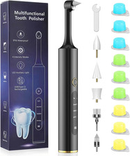 Rechargeable Tooth Polisher with 5 Brush Heads 9 Polish Pastes 4 Speed Modes IPX