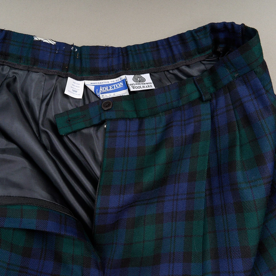 Pantalones Cortos Pendleton De Colección Para Mujer 16 Plus Verde Tartán Lana Escocesa EE. UU. Cintura Alta Foto 3 de 4