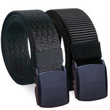 2 Pack Nylon Belt Outdoor Military Web Belt 1.5" Men Tactical Webbing Work Be...